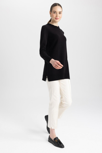 Regular Fit Bisiklet Yaka Yırtmaçlı Basic Düz Triko Kazak Tunik H3431az23wn Regular Fit Bisiklet Yaka Yırtmaçlı Basic Düz Triko Kazak Tunik H3431az23wn