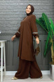 Taş İşleme Detaylı Pantolonlu Tunik Takım 8464 Kahverengi Taş İşleme Detaylı Pantolonlu Tunik Takım 8464 Kahverengi