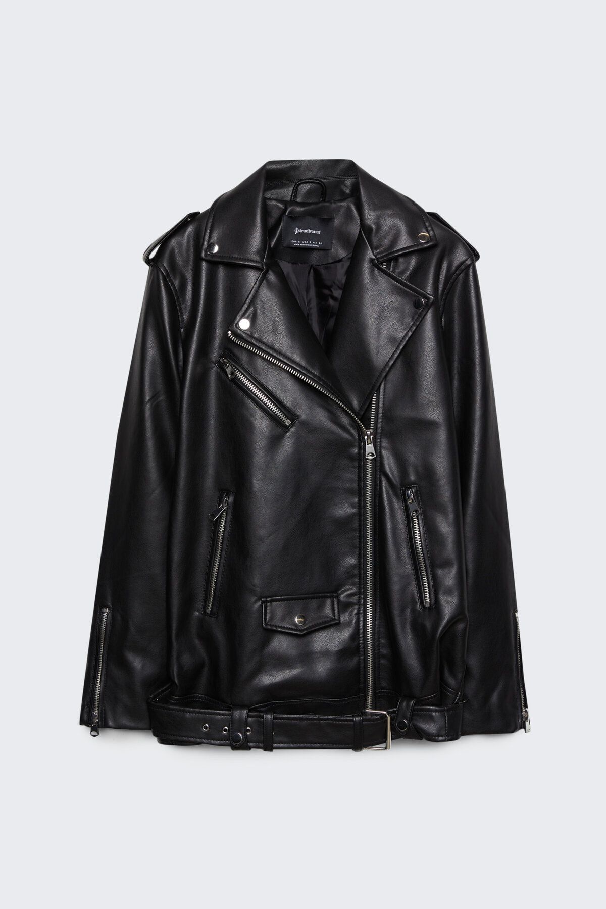 Suni Deri Oversize Biker Ceket