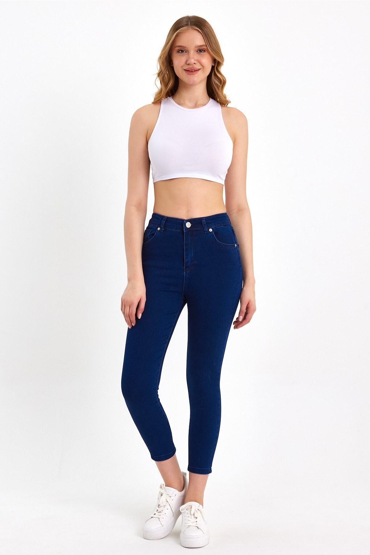 Toparlayıcı Kumaş Yüksek Bel Mavi Skinny Jean Toparlayıcı Kumaş Yüksek Bel Mavi Skinny Jean