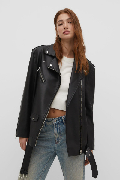 Suni Deri Oversize Biker Ceket Suni Deri Oversize Biker Ceket