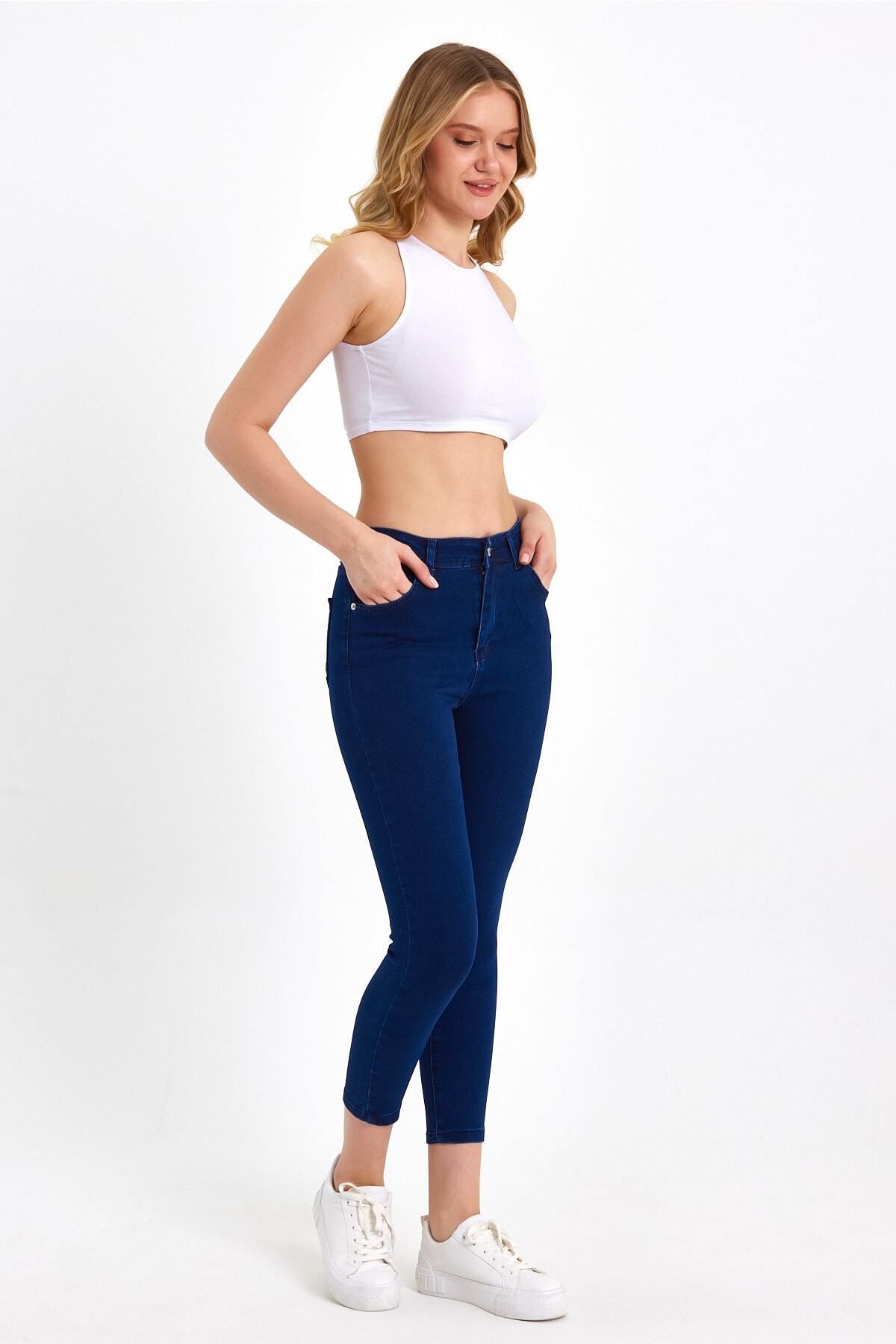 Toparlayıcı Kumaş Yüksek Bel Mavi Skinny Jean Toparlayıcı Kumaş Yüksek Bel Mavi Skinny Jean