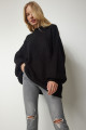 Kadın Siyah Oversize Basic Triko Kazak mx00126 Kadın Siyah Oversize Basic Triko Kazak mx00126