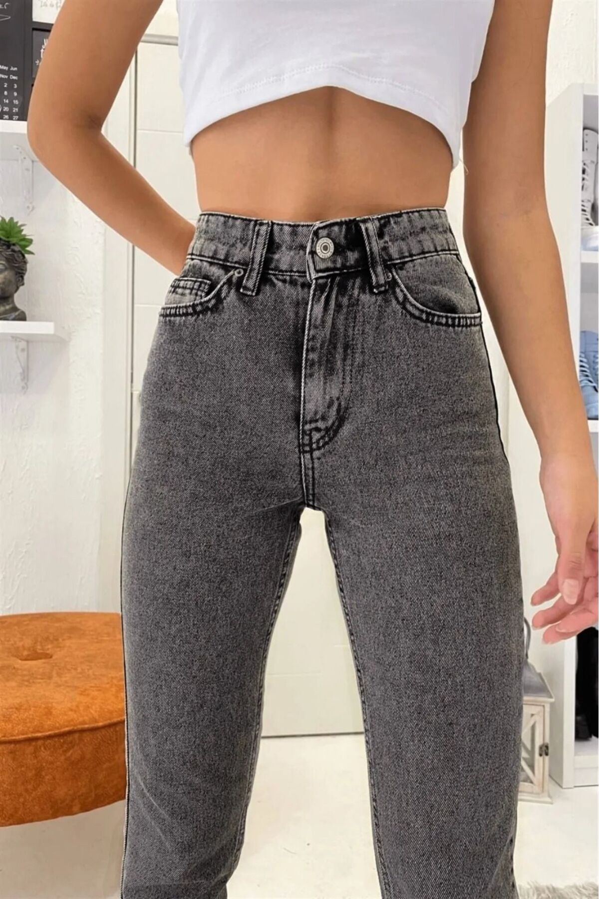 Maria Kadın Füme Süper Yüksek Bel Comfort Likralı Mom Kot Pantalon Jeans Maria Kadın Füme Süper Yüksek Bel Comfort Likralı Mom Kot Pantalon Jeans