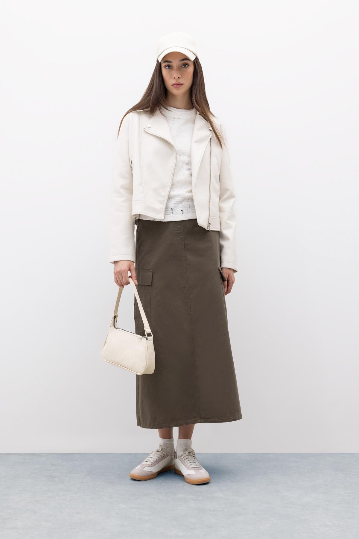 Regular Fit Gabardin Maxi Etek Regular Fit Gabardin Maxi Etek