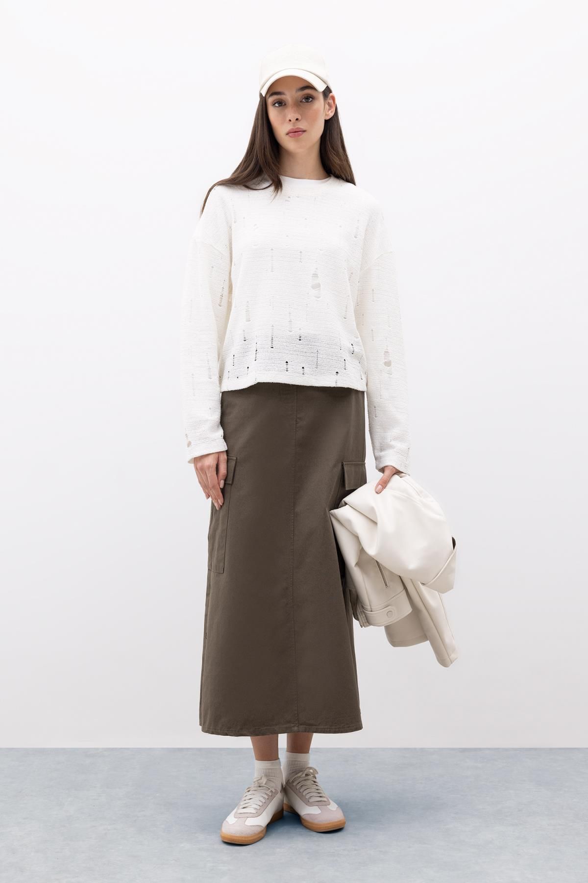 Regular Fit Gabardin Maxi Etek Regular Fit Gabardin Maxi Etek