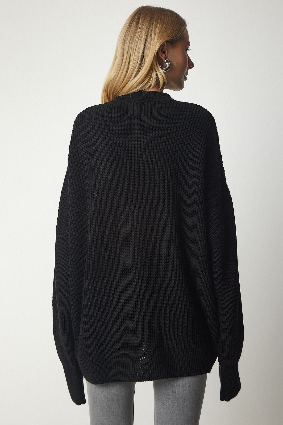 Kadın Siyah Oversize Basic Triko Kazak mx00126 Kadın Siyah Oversize Basic Triko Kazak mx00126