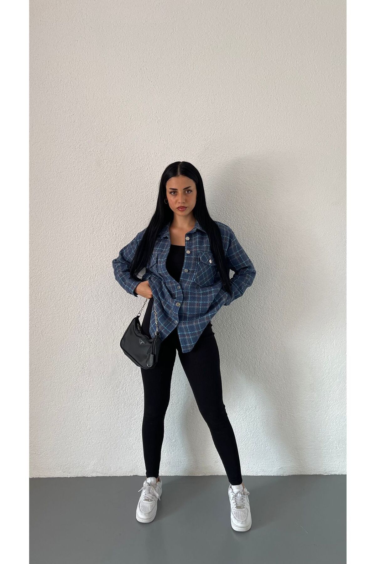 Lacivert Oduncu Ceket Gömlek Oversize Geniş Kalıp Lacivert Oduncu Ceket Gömlek Oversize Geniş Kalıp