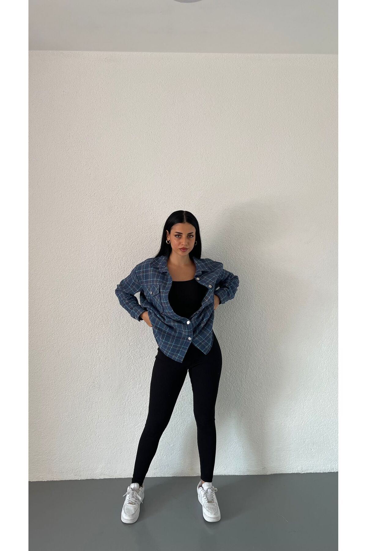 Lacivert Oduncu Ceket Gömlek Oversize Geniş Kalıp Lacivert Oduncu Ceket Gömlek Oversize Geniş Kalıp