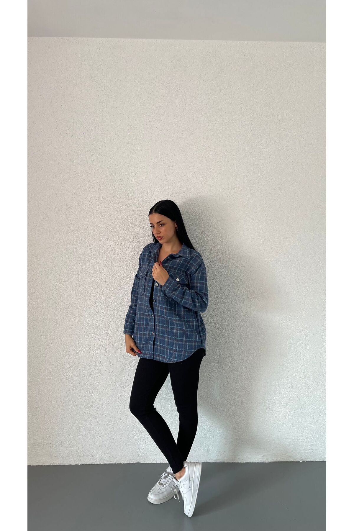 Lacivert Oduncu Ceket Gömlek Oversize Geniş Kalıp Lacivert Oduncu Ceket Gömlek Oversize Geniş Kalıp