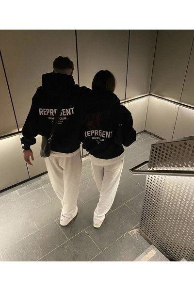 Represent Sevgili Çift Kombin - Siyah Baskılı Oversize Kapüşonlu Sweatshirt Represent Sevgili Çift Kombin - Siyah Baskılı Oversize Kapüşonlu Sweatshirt