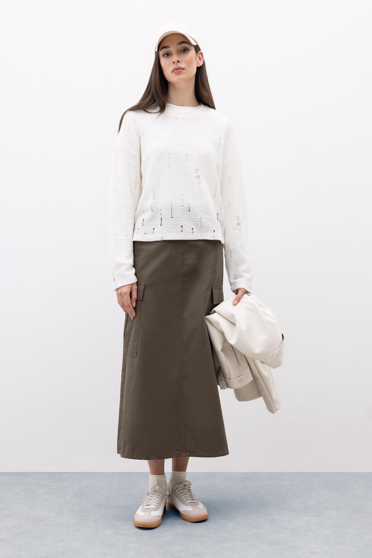 Regular Fit Gabardin Maxi Etek Regular Fit Gabardin Maxi Etek