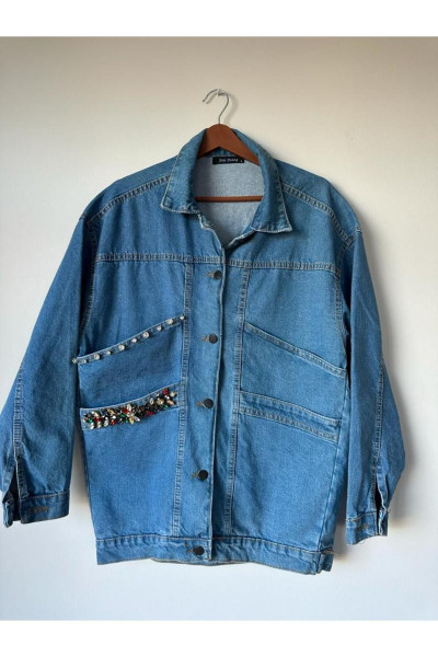 Tasarım, El Emeği, Taş İşlemeli, Oversize Kot_Denim Ceket Tasarım, El Emeği, Taş İşlemeli, Oversize Kot_Denim Ceket