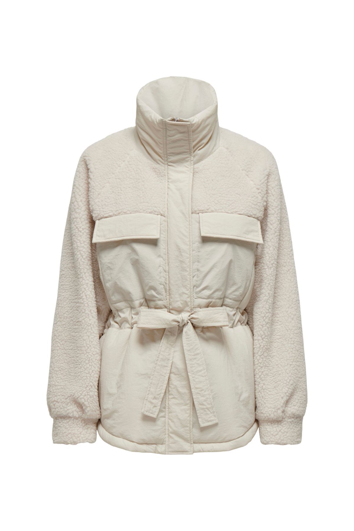 Krem Kadın Mont ONLARIANNA PADDED MIX TEDDY JACKET Krem Kadın Mont ONLARIANNA PADDED MIX TEDDY JACKET