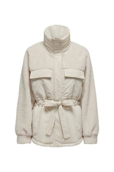 Krem Kadın Mont ONLARIANNA PADDED MIX TEDDY JACKET Krem Kadın Mont ONLARIANNA PADDED MIX TEDDY JACKET