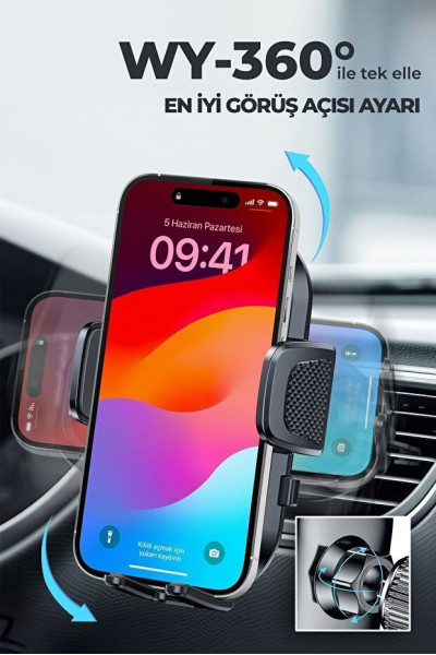 HaYas Oto Aksesuar - Kancalı Araç Içi Premium Telefon Tutucu - Araba Telefon Tutacağı Havalandırma Için
