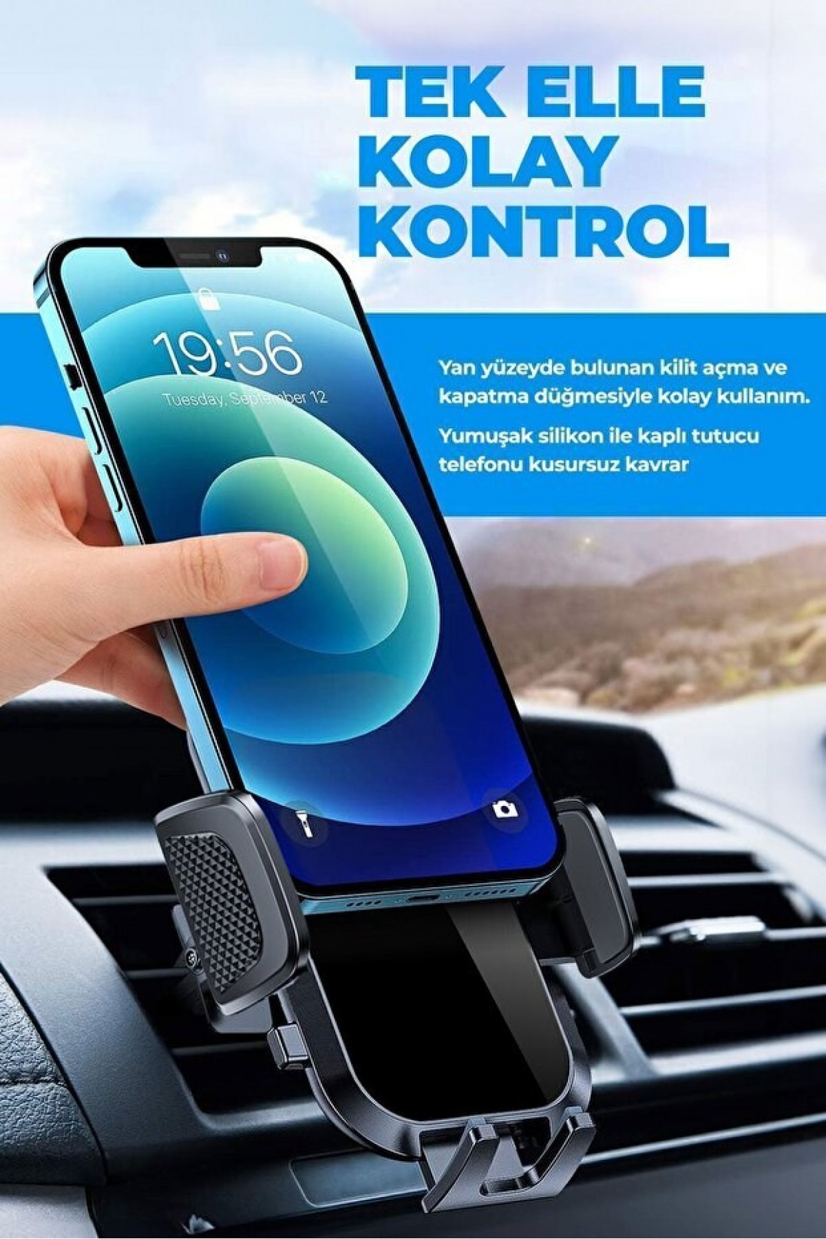 HaYas Oto Aksesuar - Kancalı Araç Içi Premium Telefon Tutucu - Araba Telefon Tutacağı Havalandırma Için
