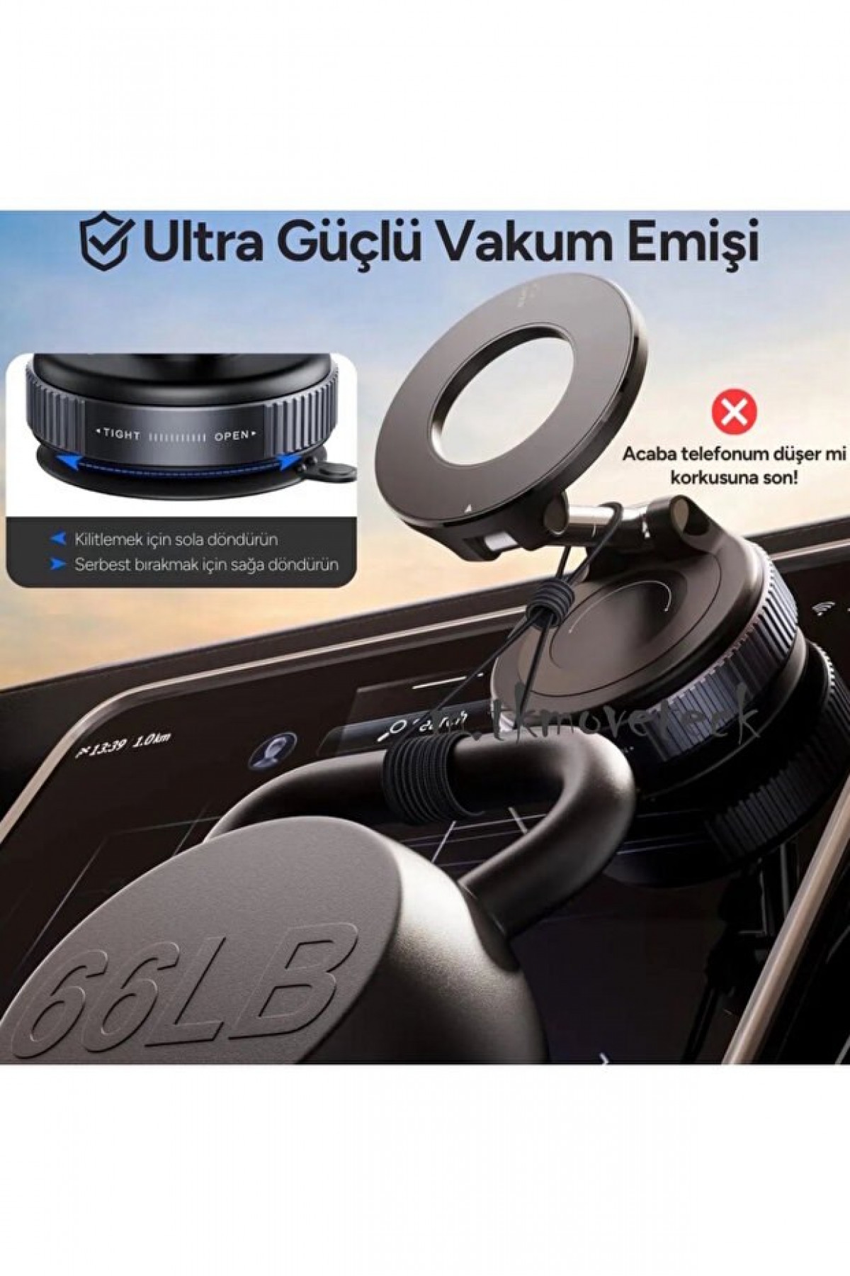 HaYas Oto Aksesuar 360 Dönebilen Ayarlanabilir Araç Içi Tutucu Kullanılabilen Vakumlu K007 Magsafe Telefon Tutucu

