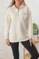 Kadın Oversize Fermuarlı Dik Yaka Slogan Baskılı 3iplik Içi Polarlı Tunik Sweatshirt Kadın Oversize Fermuarlı Dik Yaka Slogan Baskılı 3iplik Içi Polarlı Tunik Sweatshirt